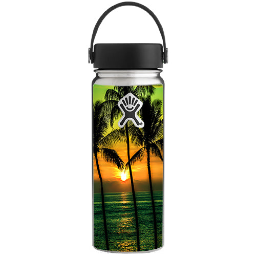 Sunset Palm Trees Ocean Hydroflask 18oz Wide Mouth Skin Fashion