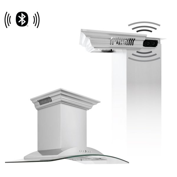 ZLINE Ducted Vent Wall Mount Range Hood in Stainless Steel with Built-in ZLINE CrownSound Bluetooth Speakers (KNCRN-BT) Fashion