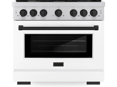 ZLINE Autograph Edition 36 in. 5.2 cu. ft. 6 Burner Gas Range with Convection Gas Oven in Stainless Steel with White Matte Door and Matte Black Accents (SGRZ-WM-36-MB) Fashion