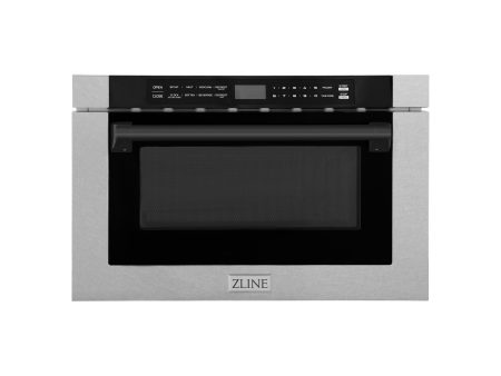 ZLINE Autograph Edition 24  1.2 cu. ft. Built-in Microwave Drawer with Traditional Handle in DuraSnow and Matte Black (MWDZ-1-SS-H-MB) Sale