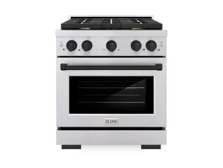 ZLINE Autograph Edition 30 in. 4.2 cu. ft. 4 Burner Gas Range with Convection Gas Oven in Stainless Steel and Matte Black Accents (SGRZ-30-MB) Supply