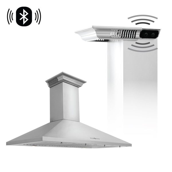 ZLINE 30 in. Ducted Vent Wall Mount Range Hood in Stainless Steel with Built-in ZLINE CrownSound Bluetooth Speakers (KL2CRN-BT) For Sale