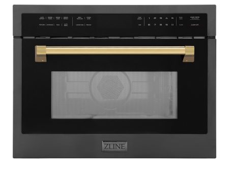 ZLINE Autograph Edition 24  1.6 cu ft. Built-in Convection Microwave Oven in Black Stainless Steel and Polished Gold Accents (MWOZ-24-BS-G) on Sale