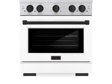 ZLINE Autograph Edition 30 in. 4.2 cu. ft. 4 Burner Gas Range with Convection Gas Oven in Stainless Steel with White Matte Door and Matte Black Accents (SGRZ-WM-30-MB) Online Sale